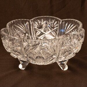 Vintage American Brilliant Cut Glass Bowl Star of David Pattern, 1910s